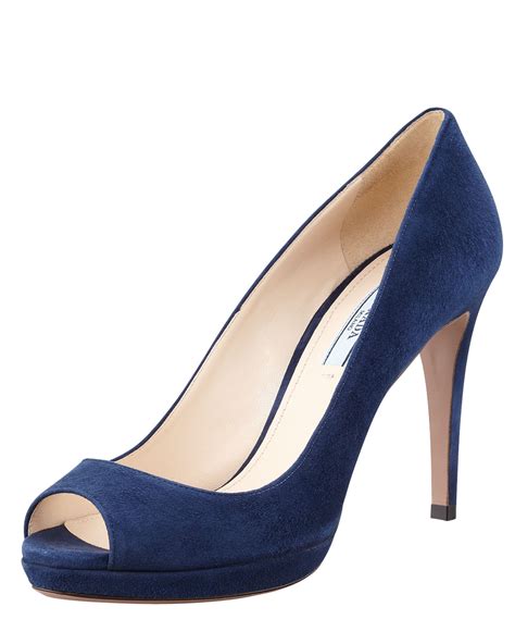 prada suede peep toe pumps|Prada pumps and ballerinas.